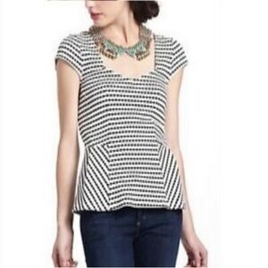 Anthropologie Black and White Geometric Peplum Top